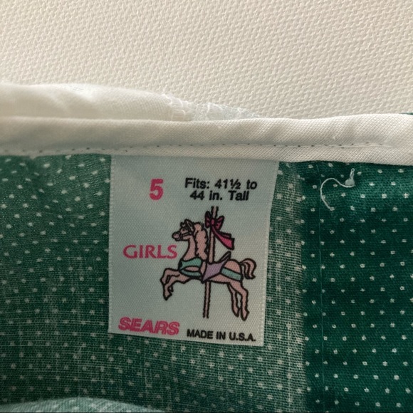 Vintage USA Girls Green Holiday Ruffle Lace Dress - Picture 11 of 11